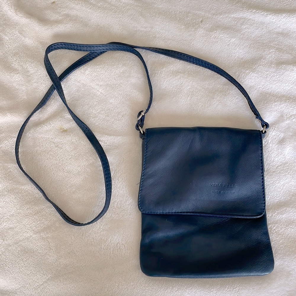 Crossbody bag Navy Italian vegan leather